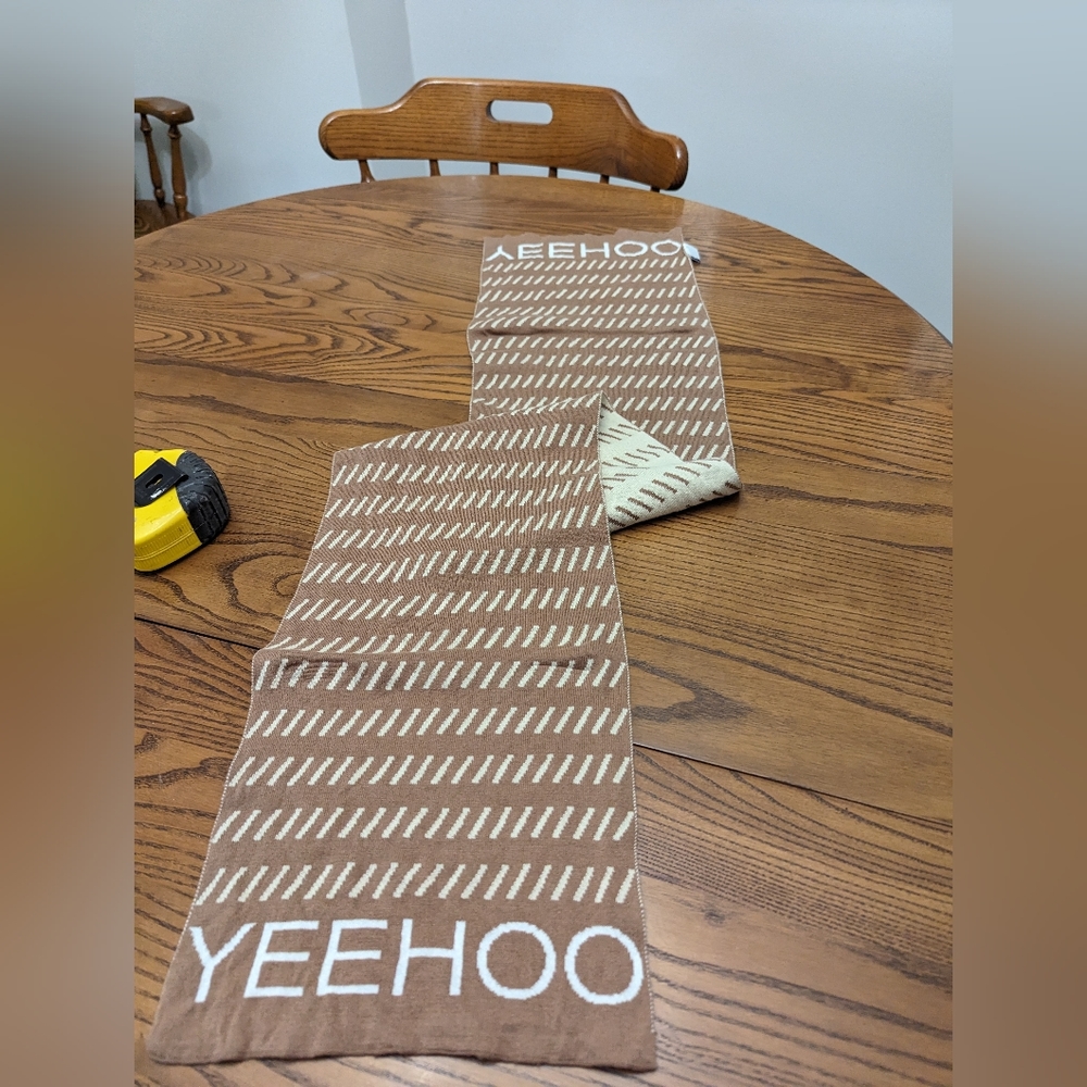 YeeHoo scarf. Knit. Polyester. Brown and tan . 44x9 inches.  Rare find.